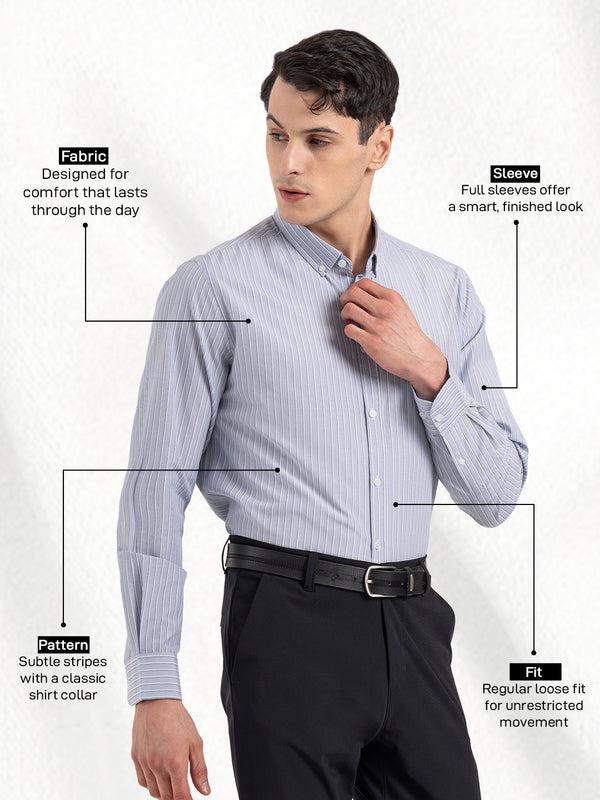 Redtape Men’s Full Sleeve Striped Shirt Dark Blue