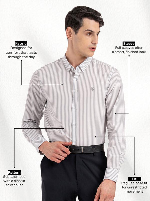 Redtape Men’s Full Sleeve Striped Shirt Grey