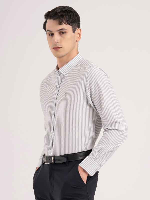 Redtape Men’s Full Sleeve Striped Shirt Grey