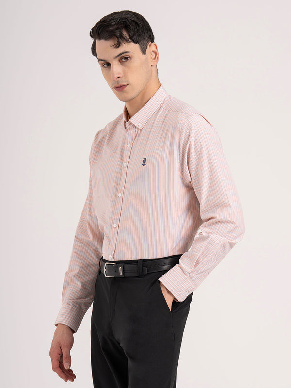 Redtape Men’s Full Sleeve Striped Shirt Light Pink