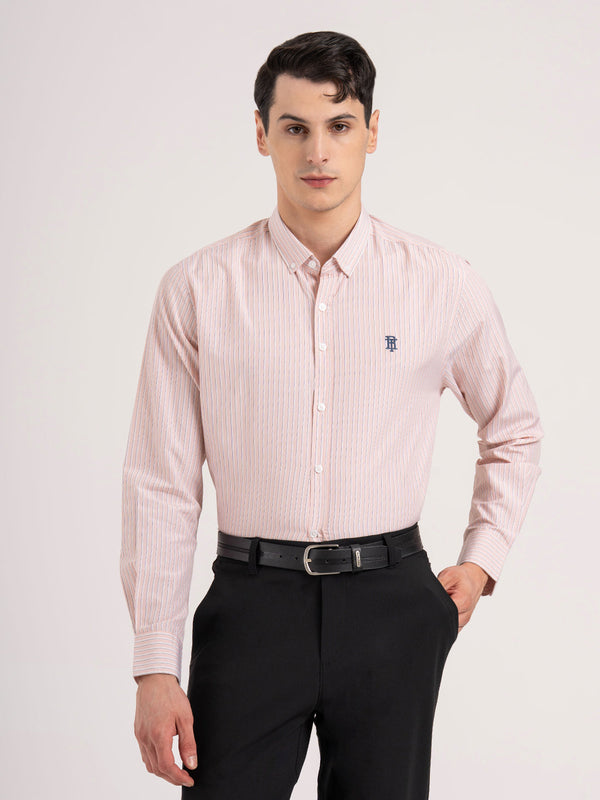 redtape Men’s Full Sleeve Striped Shirt Light Pink
