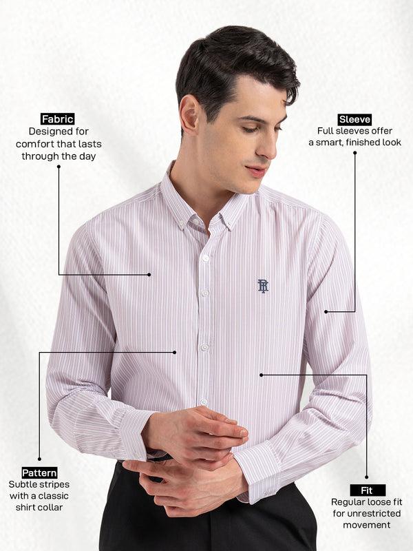 Redtape Men’s Full Sleeve Striped Shirt Pink