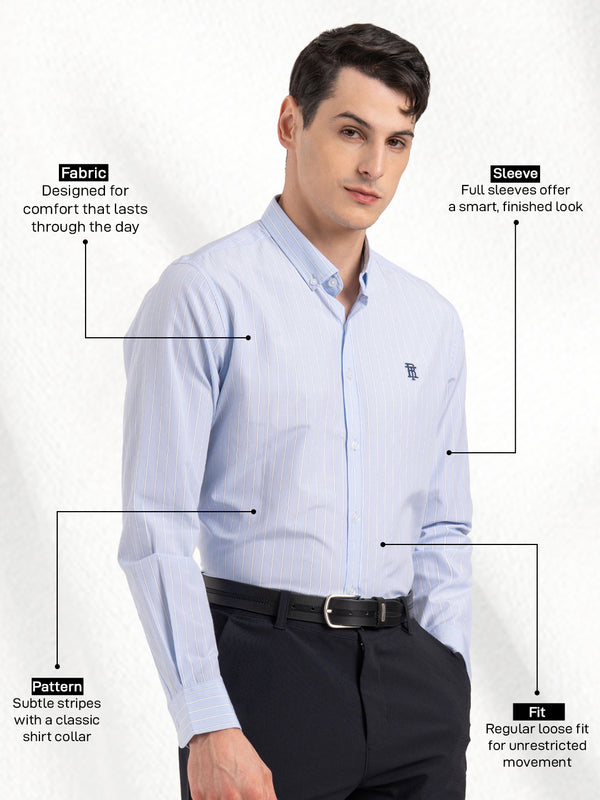 Redtape Men’s Full Sleeve Striped Shirt Sky Blue