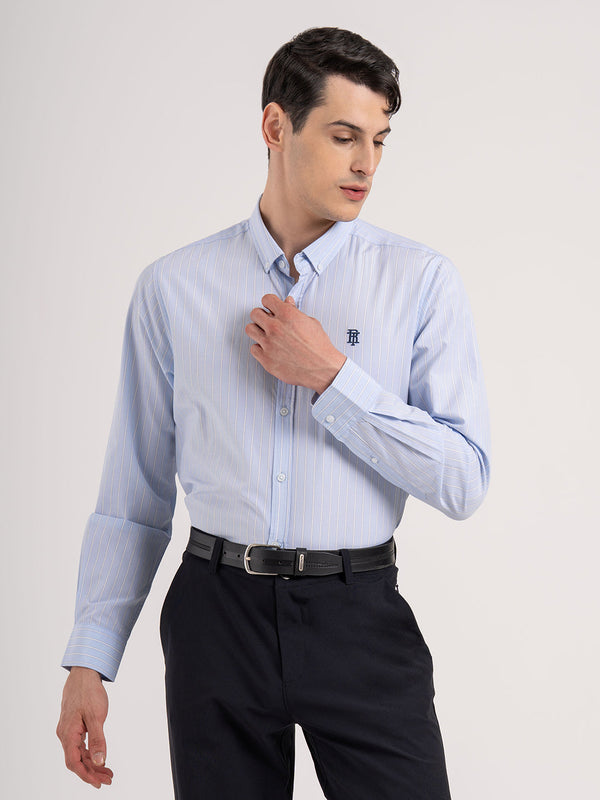 redtape Men’s Full Sleeve Striped Shirt Sky Blue