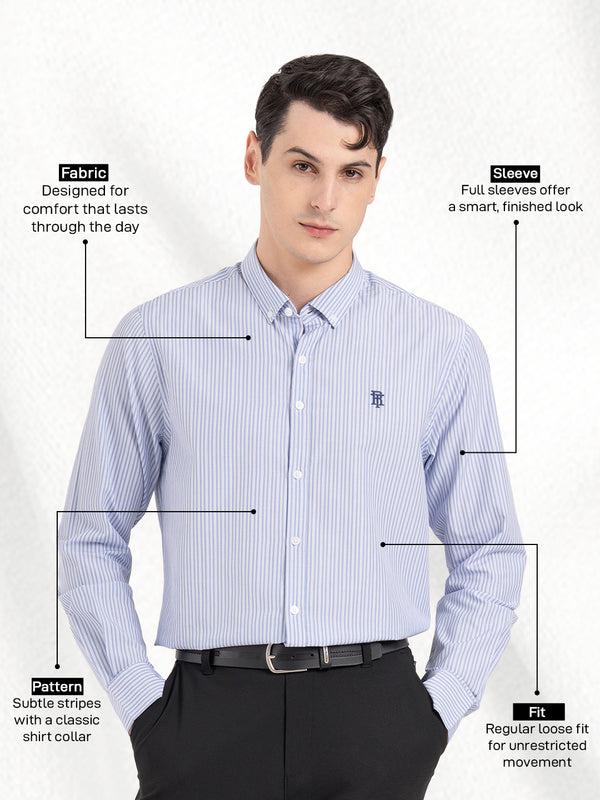 Redtape Men’s Full Sleeve Striped Shirt Slate Blue