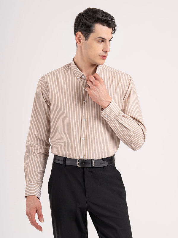 Redtape Men’s Full Sleeve Striped Shirt Tan