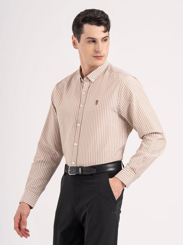 Redtape Men’s Full Sleeve Striped Shirt Tan
