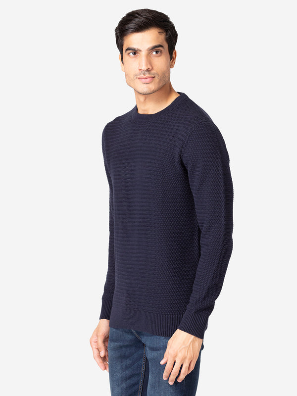 Redtape Men's Self Design Navy Sweater Navy