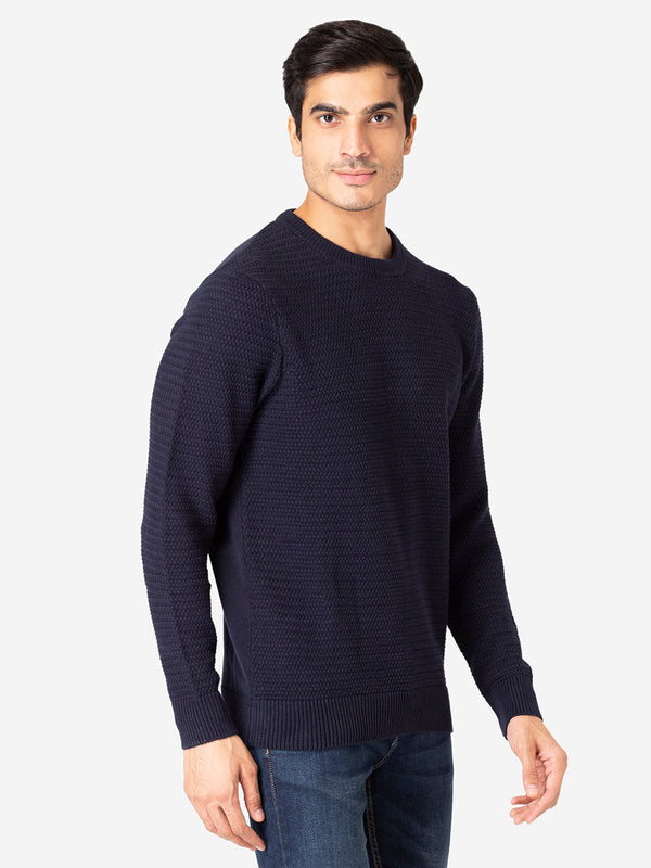 Redtape Men's Self Design Navy Sweater Navy