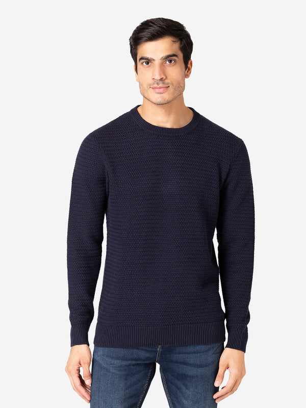 redtape Men's Self Design Navy Sweater Navy