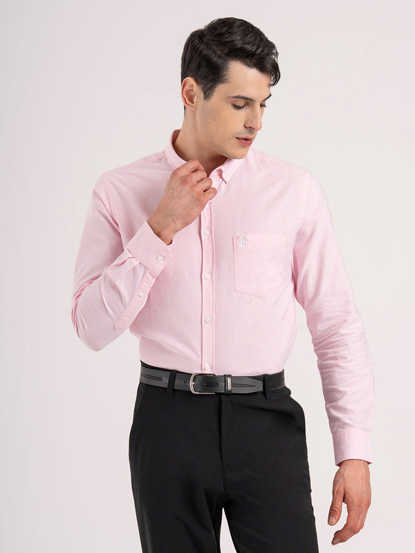 redtape Men’s Solid Oxford Shirt Pink