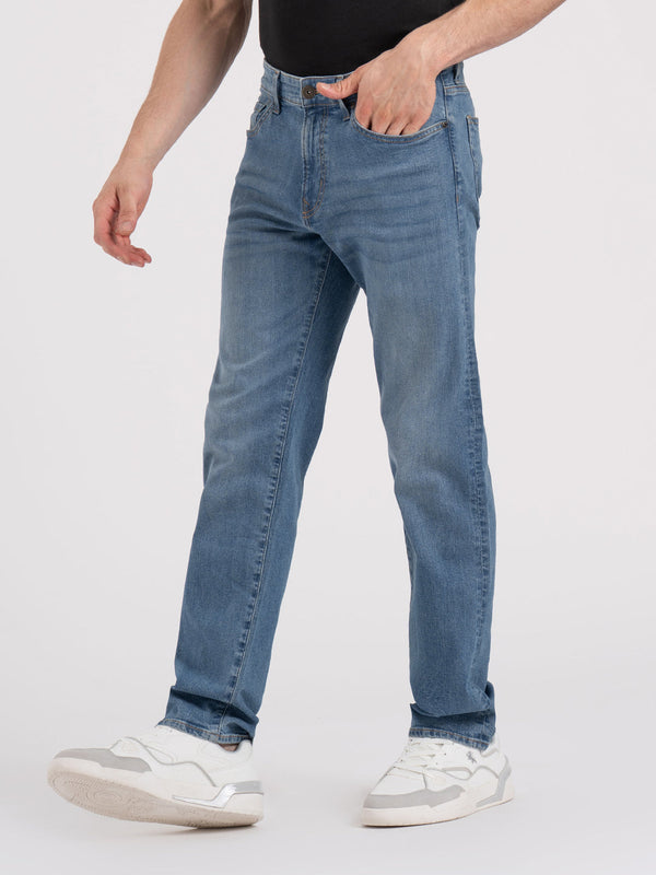 Redtape Men’s Straight Fit Denim Jeans Medium Blue