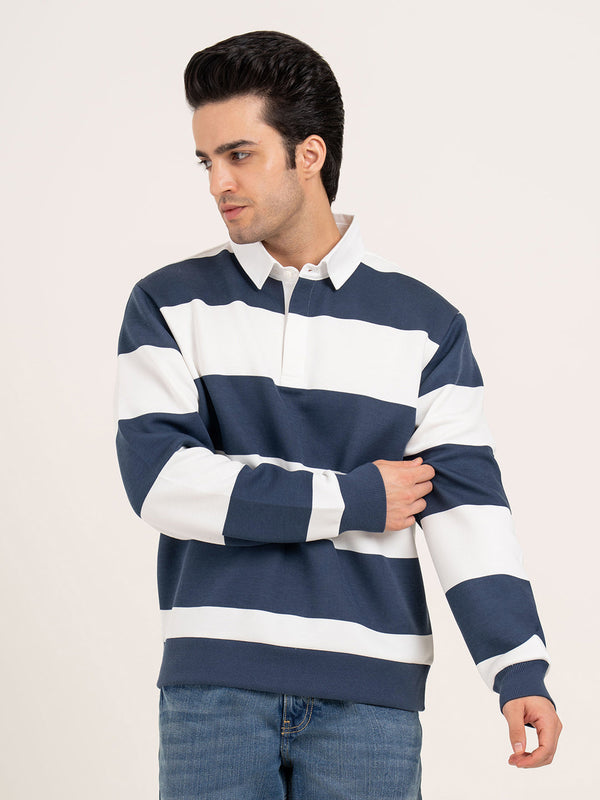 Redtape Men’s Striped Sweatshirt Blue White