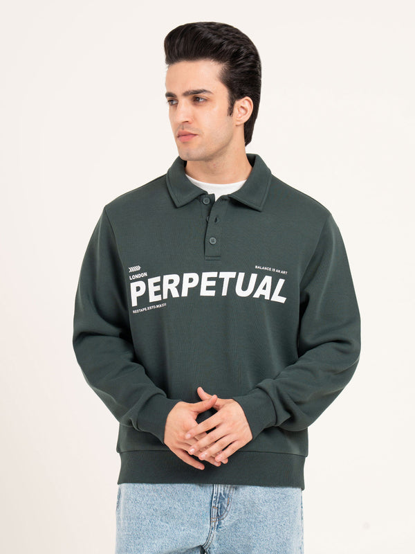 Redtape Men’s Striped Sweatshirt Forest Green