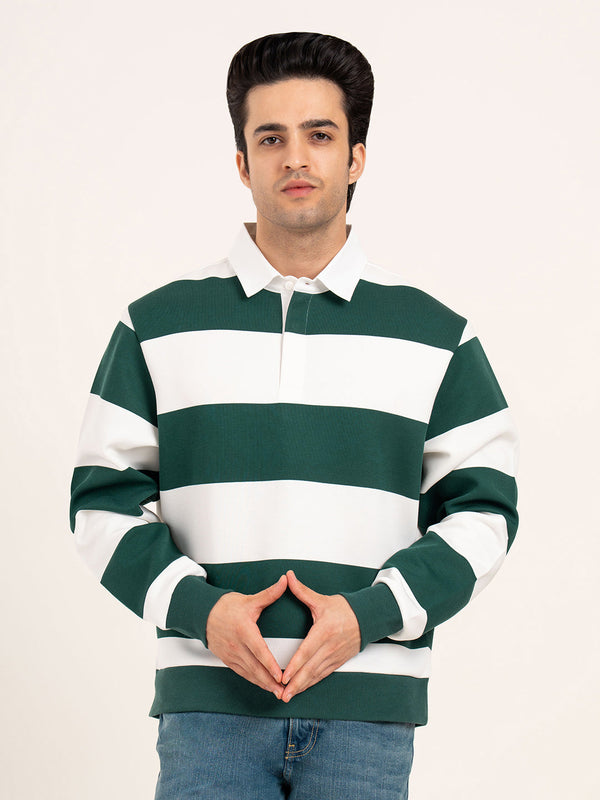 Redtape Men’s Striped Sweatshirt Green White