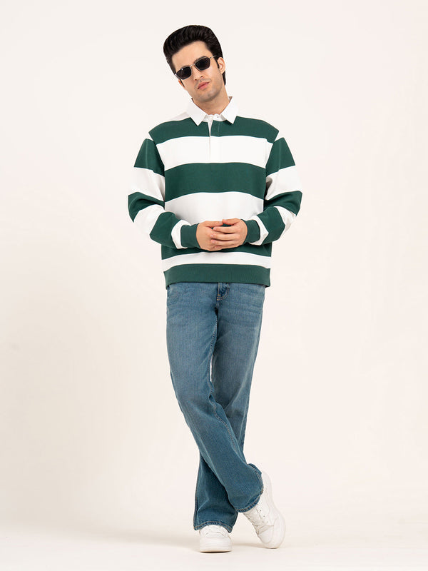 redtape Men’s Striped Sweatshirt Green White