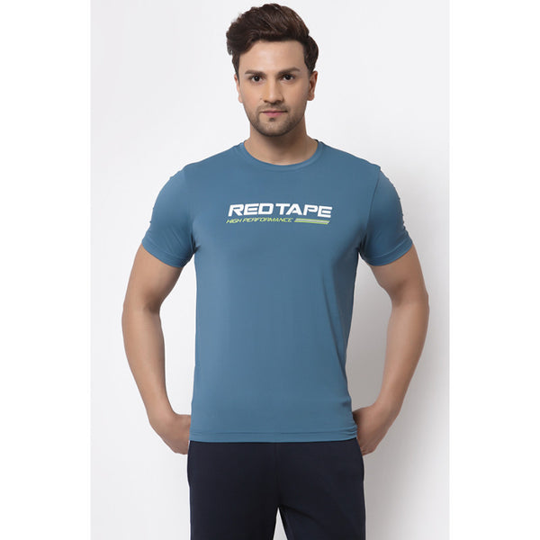 redtape Men's Teal Active wear T-Shirt Teal