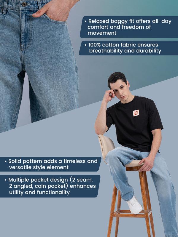 Redtape Mens Baggy Fit Jeans Light/ Blue