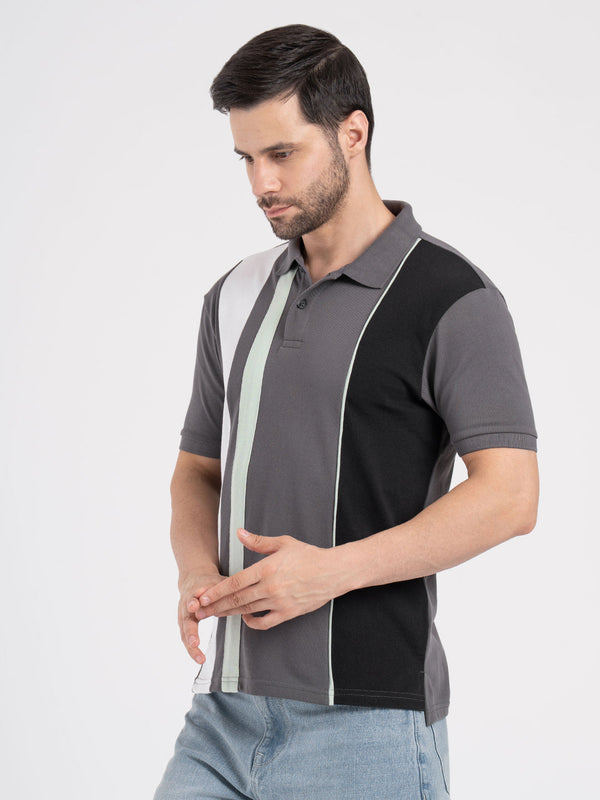 Redtape Mens Cut & Sew Polo T-Shirt Dark Grey