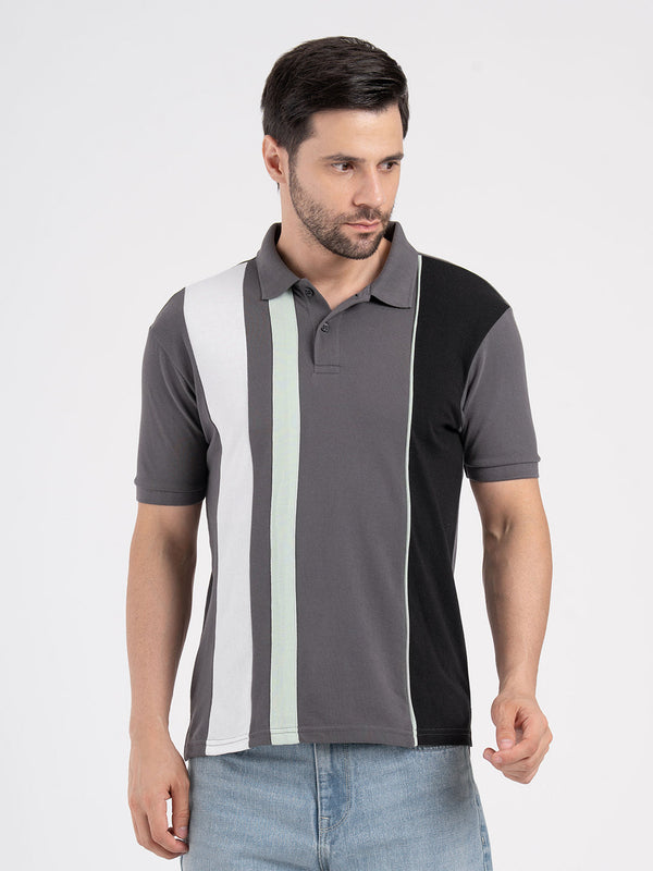 redtape Mens Cut & Sew Polo T-Shirt Dark Grey