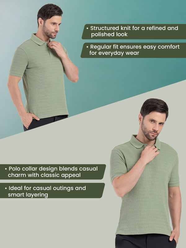 Redtape Mens Structured Polo T-Shirt Sage Green