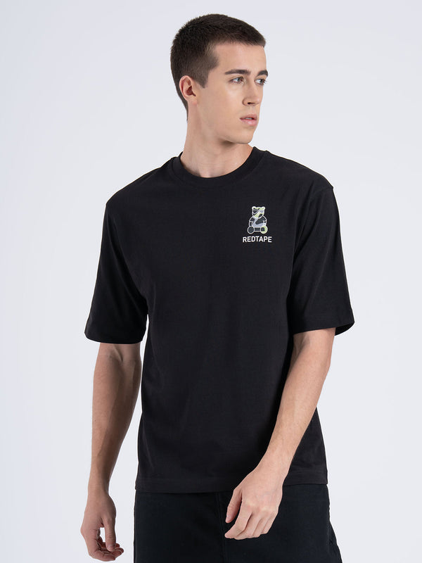 Redtape Oversized Graphic T-Shirt For Men Black
