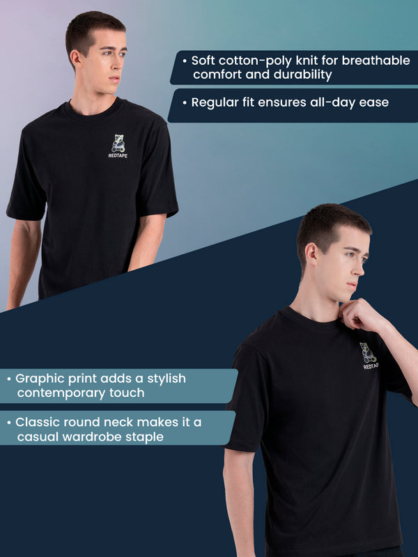 Redtape Oversized Graphic T-Shirt For Men Black