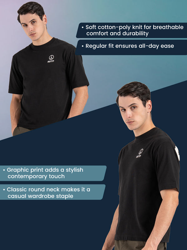 Redtape Oversized Graphic T-Shirt For Men Black
