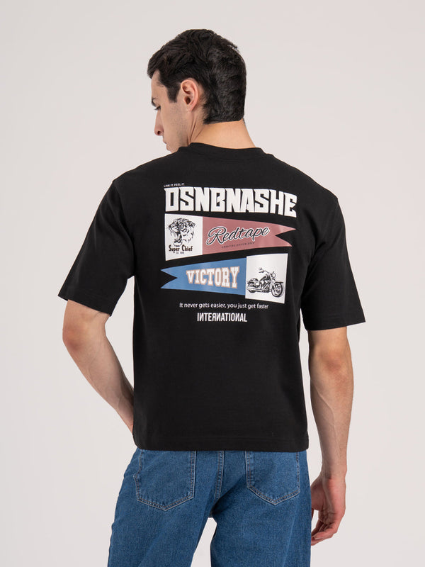 Redtape Oversized Graphic T-Shirt For Men Black
