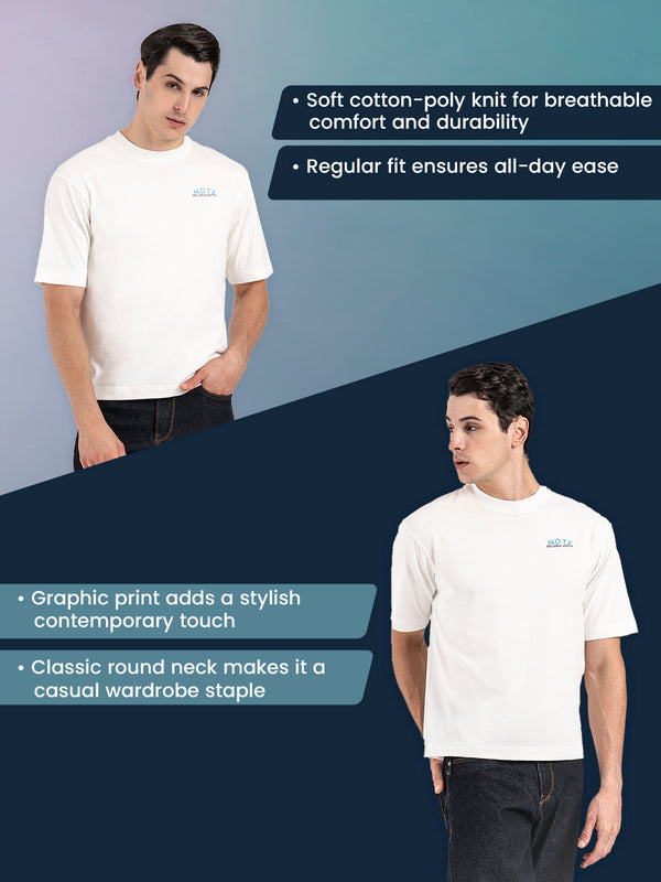 Redtape Oversized Graphic T-Shirt For Men White