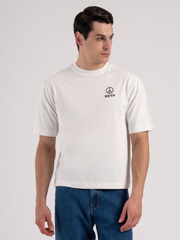 redtape Oversized Graphic T-Shirt for Men White