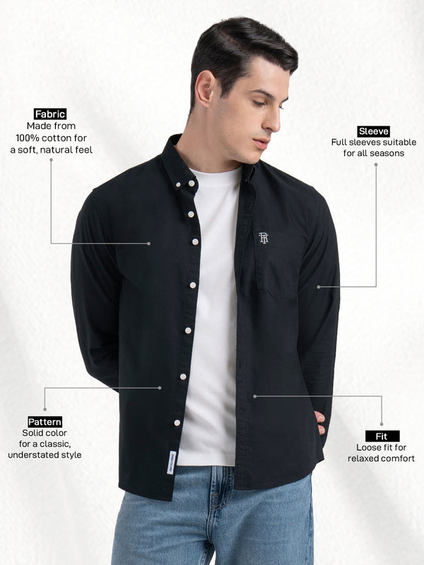 Redtape Oxford Solid Shirt For Men Black