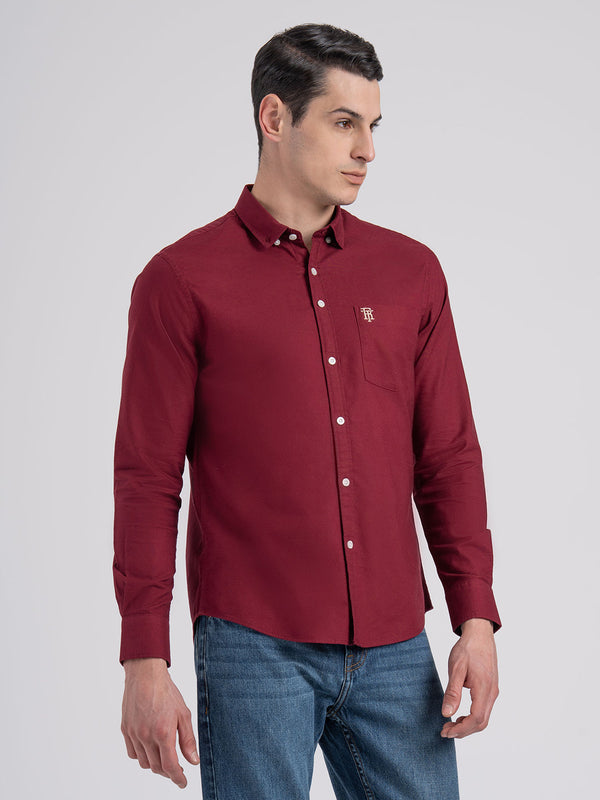 Redtape Oxford Solid Shirt For Men Maroon