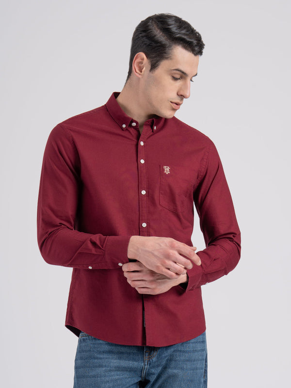 redtape Oxford Solid Shirt for Men Maroon