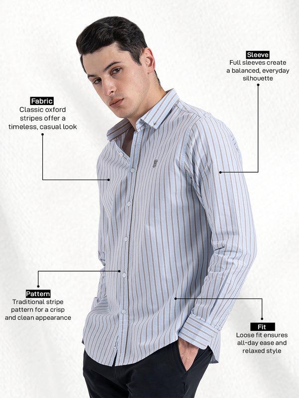 Redtape Oxford Striped Shirt For Men Light Blue