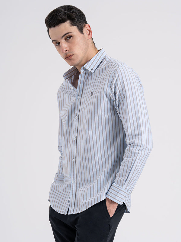 Redtape Oxford Striped Shirt For Men Light Blue