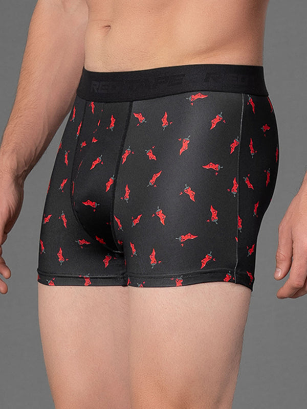 Redtape Premium Printed Trunks For Men Black