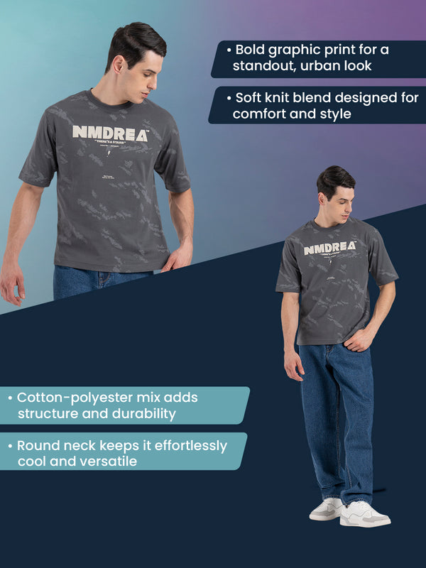 Redtape Printed Round Neck T-Shirt For Men Grey