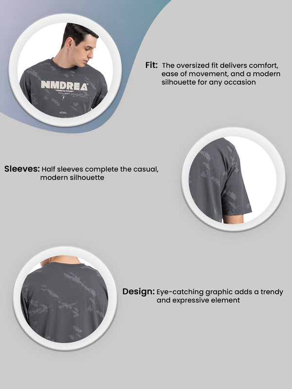 Redtape Printed Round Neck T-Shirt For Men Grey
