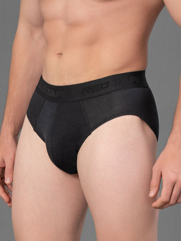 Redtape Solid Black V-Shape Brief For Men Black