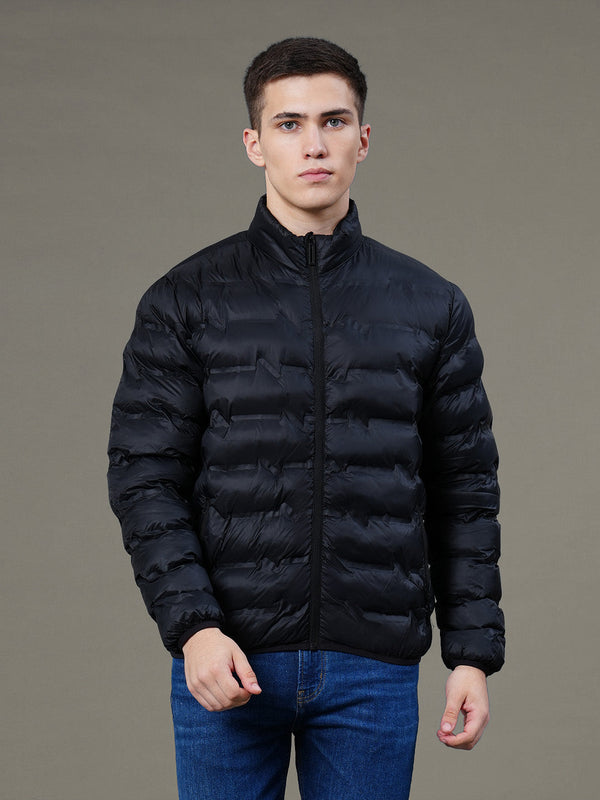 redtape Solid Heatseal Jacket for Men Black