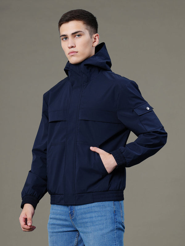 Redtape Solid Hooded Jacket For Men Navy
