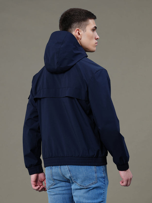 Redtape Solid Hooded Jacket For Men Navy