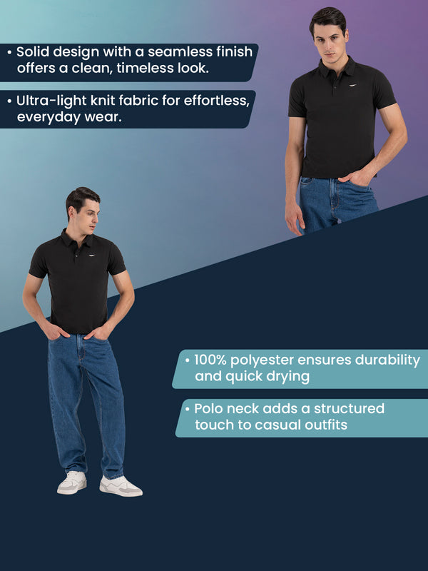 Redtape Solid Polo T-Shirt For Men Black