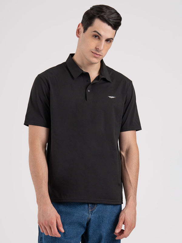 redtape Solid Polo T-Shirt for Men Black