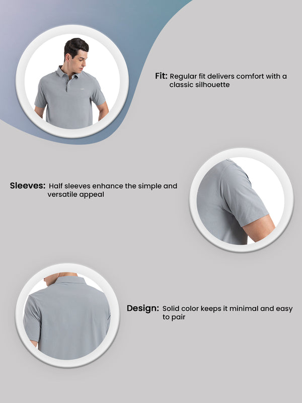 Redtape Solid Polo T-Shirt For Men Grey