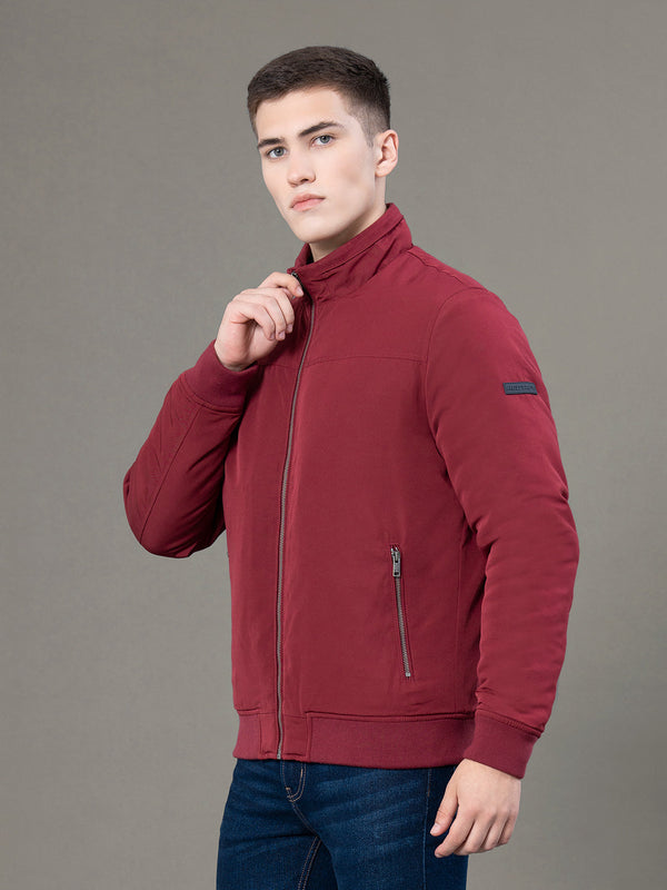 Redtape Stand Collar Bomber Jacket For Men Maroon