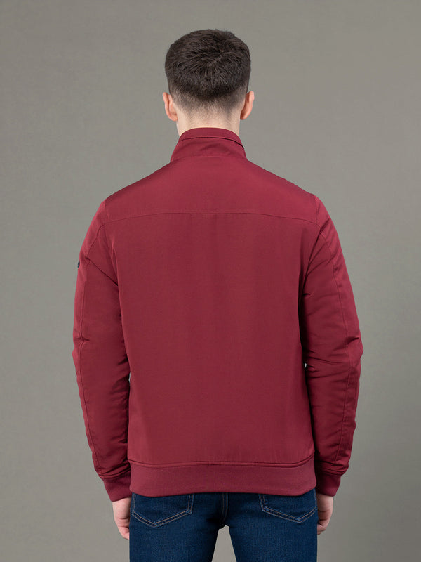Redtape Stand Collar Bomber Jacket For Men Maroon