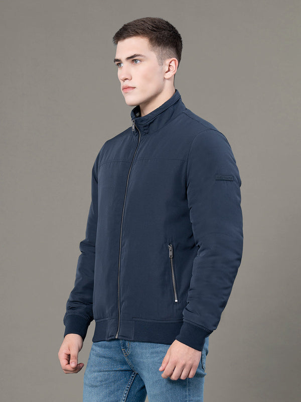 Redtape Stand Collar Bomber Jacket For Men Navy
