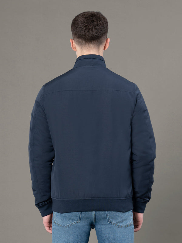 Redtape Stand Collar Bomber Jacket For Men Navy